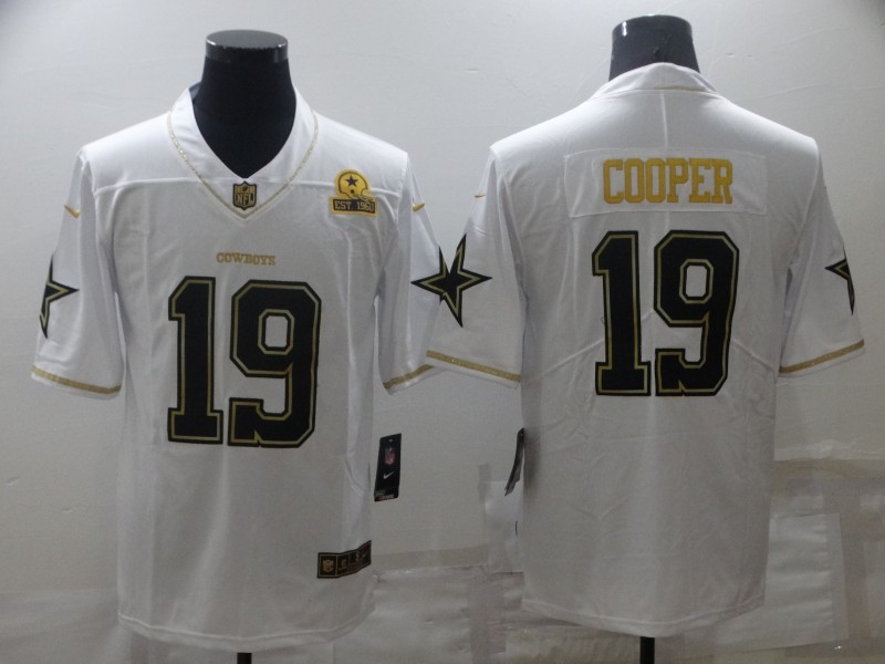 2021 Men Dallas cowboys #19 Cooper White Retro gold character Nike NFL throwback Jerseys